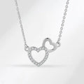Simple Double Heart Pendant Necklace for Women Couple Stainless Steel Choker Gold Color Chain Wedding Party Friends Jewelry Gift