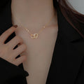 Simple Double Heart Pendant Necklace for Women Couple Stainless Steel Choker Gold Color Chain Wedding Party Friends Jewelry Gift