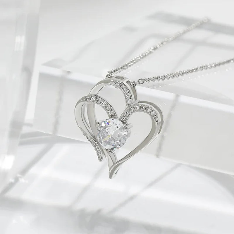 Simple Double Heart Pendant Necklace for Women Couple Stainless Steel Choker Gold Color Chain Wedding Party Friends Jewelry Gift