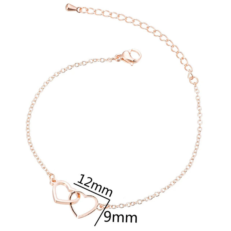 Simple Double Heart Pendant Necklace for Women Couple Stainless Steel Choker Gold Color Chain Wedding Party Friends Jewelry Gift