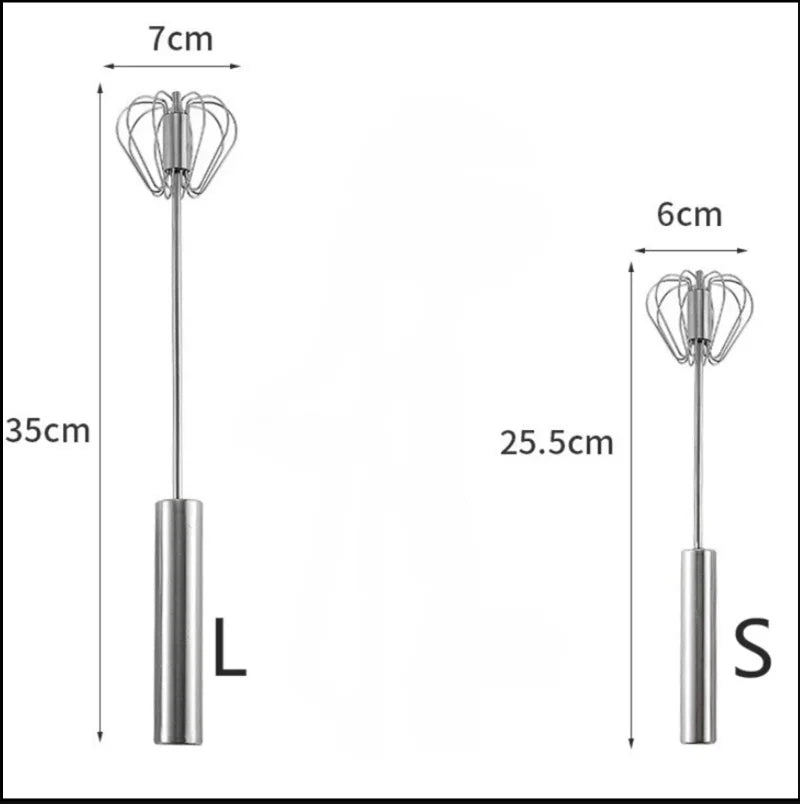 WhiskEase™: Semi-Automatic Mixer Whisk- Semi Automatic Mixer Whisk Egg Beater Stainless Steel Manual Hand Mixer Self-Turning Cream Utensils Kitchen Mixer Egg Tools