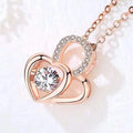 Simple Double Heart Pendant Necklace for Women Couple Stainless Steel Choker Gold Color Chain Wedding Party Friends Jewelry Gift