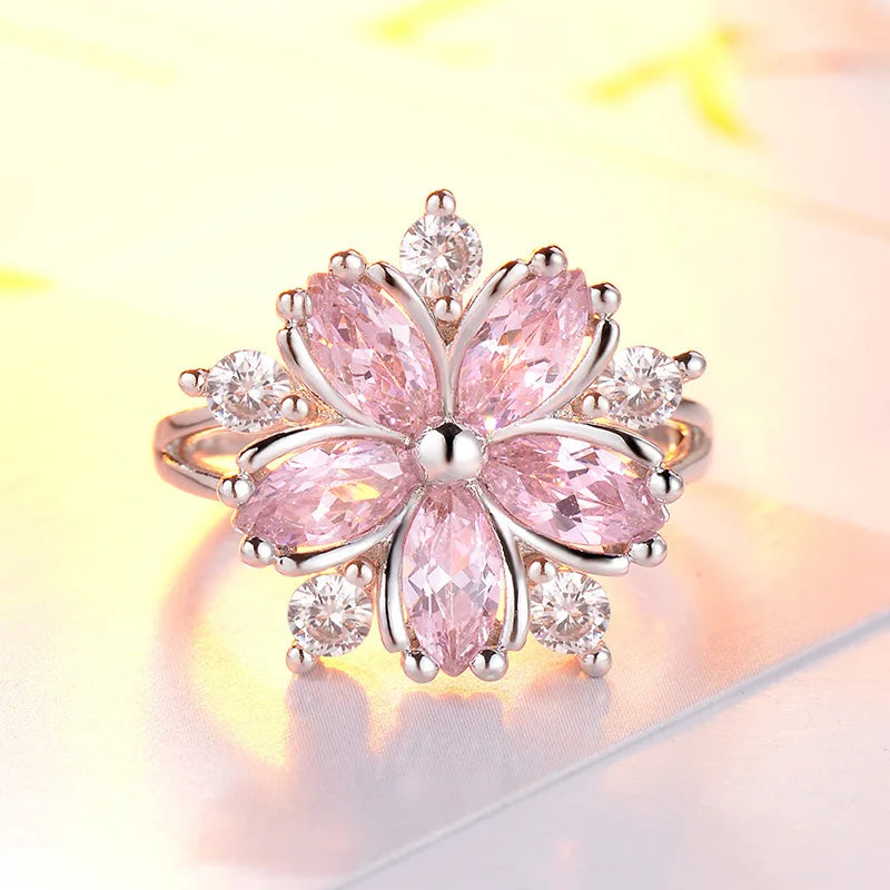 Luxury Flower Shape Women Pink Color Ring for  Every Occasion 