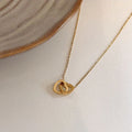 Simple Double Heart Pendant Necklace for Women Couple Stainless Steel Choker Gold Color Chain Wedding Party Friends Jewelry Gift