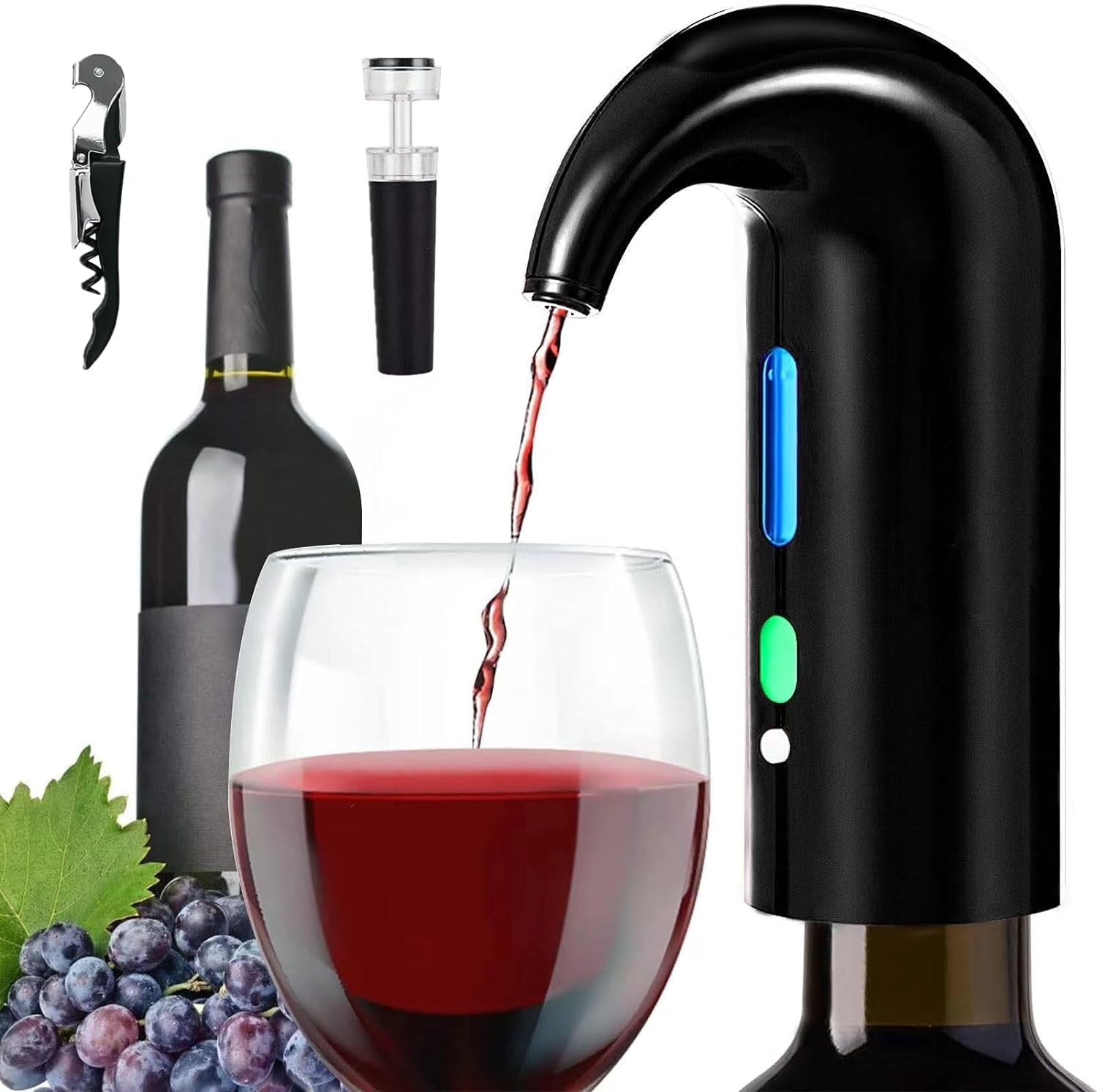 WineWave™: The Ultimate Electric Wine Aerator Experience 🍷✨Electric Wine Aerator| Wine Aeration and Decanter Wine Dispenser Spout Pourer| Wine Accessories Gift for Wine Lovers-Black