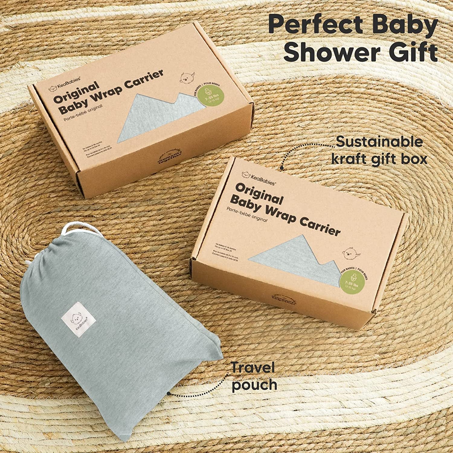 Baby Wrap Carrier - All in 1 Original Breathable Baby Sling, Lightweight,Hands Free Baby Carrier Sling, Baby Carrier Wrap, Baby Carriers for Newborn, Infant,Baby Wraps Carrier (Classic Gray)