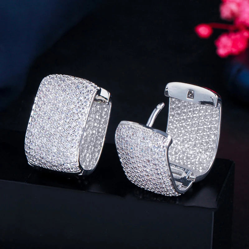 Radiate Elegance™: Full Cubic Zirconia Hoop Earrings for Women