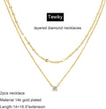 Diamond Necklaces for Women, Dainty Gold Necklace 14K Gold Plated Long Lariat Necklace Simple Gold CZ Diamond Choker Necklaces for Women Trendy Gold Necklace Jewelry Gifts for Girls