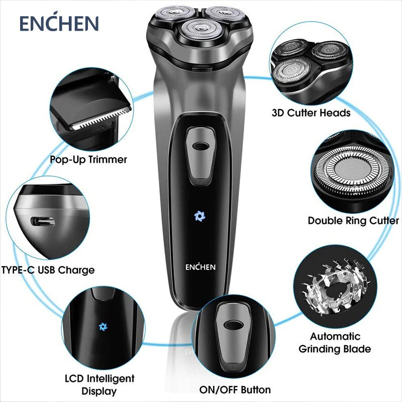 SwiftShave™: Blackstone Electrical Rotary Shaver for Men - 3D Floating Blade, Washable, Type-C USB Rechargeable, Precision Beard Grooming
