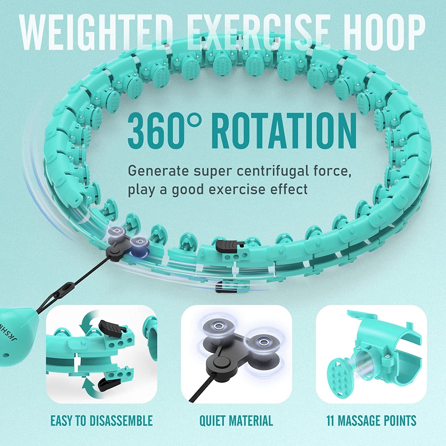 FlexFit™: Smart Weighted Exercise Hoop - Easy Detachable Design with Adjustable Weight, Fit Hoop up to Size 60 Inch Waist, 32 Detachable Links, Suitable for Women and Beginners