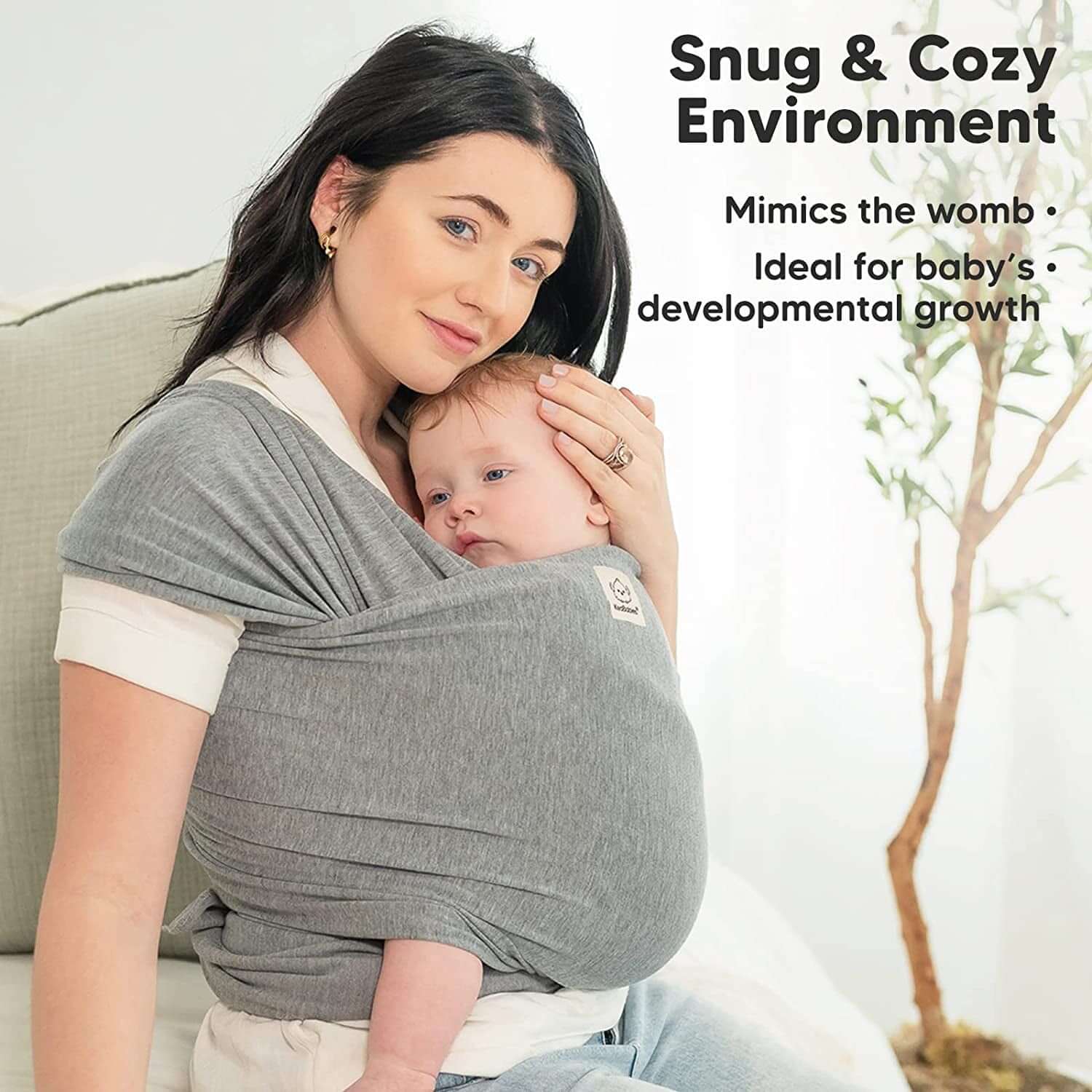 Baby Wrap Carrier - All in 1 Original Breathable Baby Sling, Lightweight,Hands Free Baby Carrier Sling, Baby Carrier Wrap, Baby Carriers for Newborn, Infant,Baby Wraps Carrier (Classic Gray)