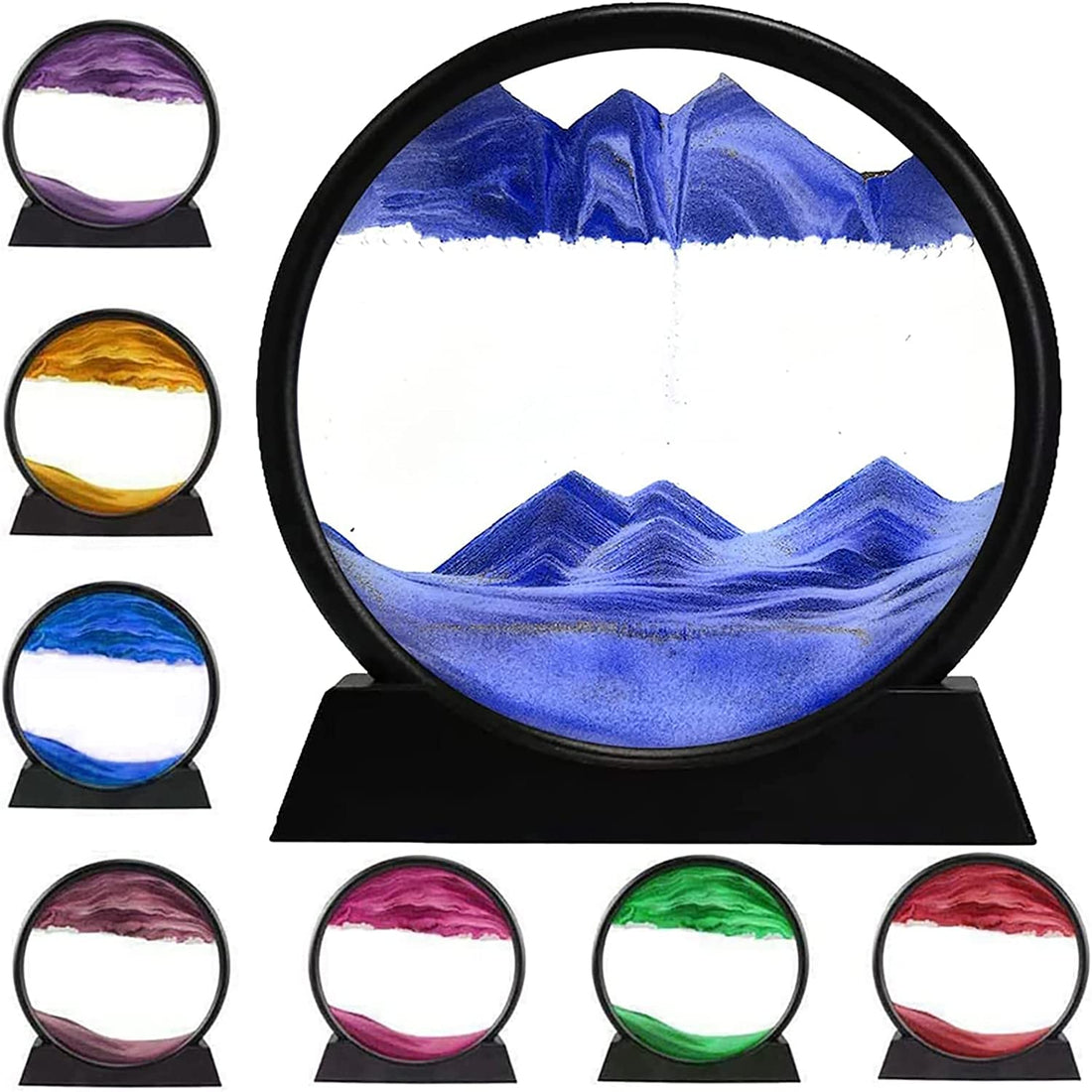 AquaZen™: 3D Dynamic Sand Art (SIZE 7'')- Round Glass Deep Sea Sandscape in Motion, Perfect for Relaxing Desktop or Home Office Decor (SIZE 7'')