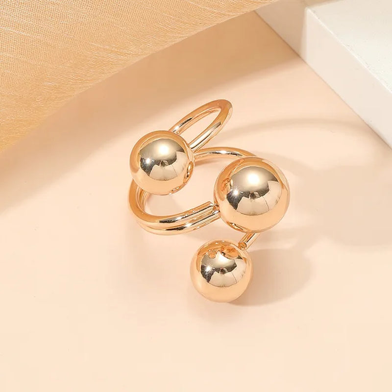 Glamour in Circles: Fashion Metal Ball Rings  for Women Multi Ring Adjustable Opening Ring Girl Party Wedding Decoration