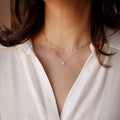 Diamond Necklaces for Women, Dainty Gold Necklace 14K Gold Plated Long Lariat Necklace Simple Gold CZ Diamond Choker Necklaces for Women Trendy Gold Necklace Jewelry Gifts for Girls