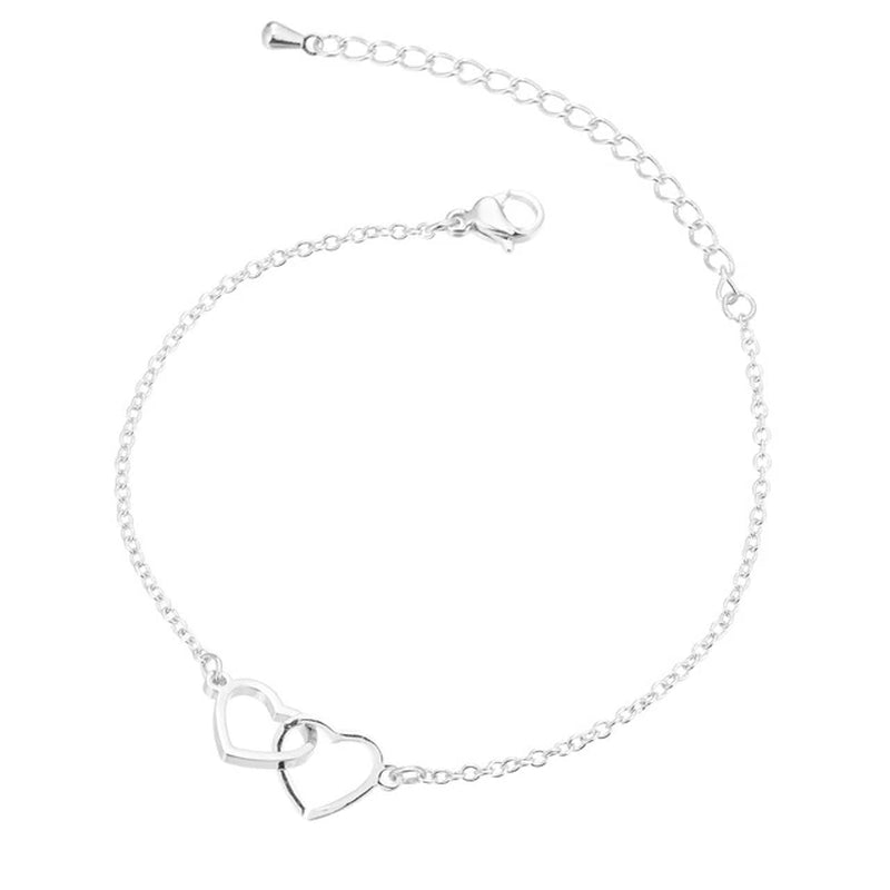 Simple Double Heart Pendant Necklace for Women Couple Stainless Steel Choker Gold Color Chain Wedding Party Friends Jewelry Gift