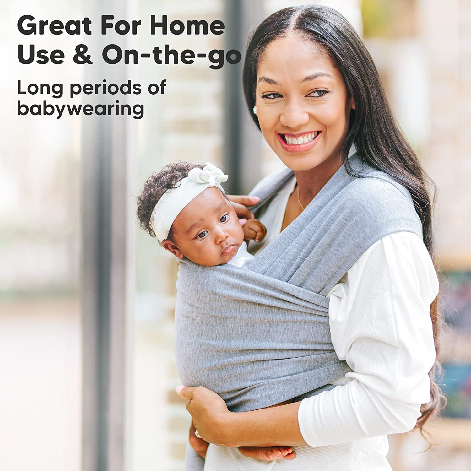 Baby Wrap Carrier - All in 1 Original Breathable Baby Sling, Lightweight,Hands Free Baby Carrier Sling, Baby Carrier Wrap, Baby Carriers for Newborn, Infant,Baby Wraps Carrier (Classic Gray)
