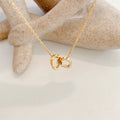 Simple Double Heart Pendant Necklace for Women Couple Stainless Steel Choker Gold Color Chain Wedding Party Friends Jewelry Gift