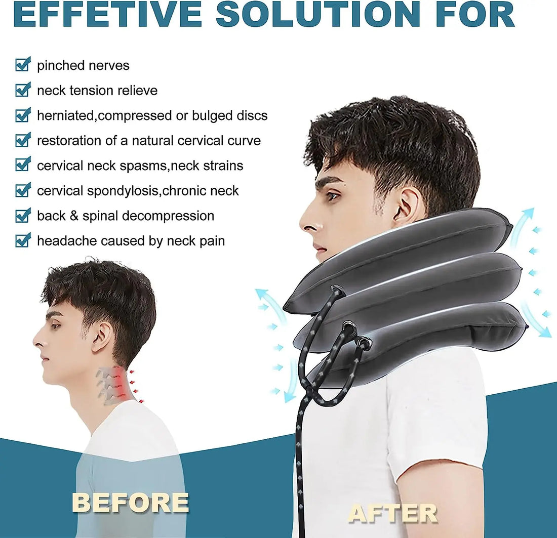 Cervical Neck Traction Device Relief for Chronic Neck & Shoulder Alignment Pain Inflatable Neck Stretcher Collar