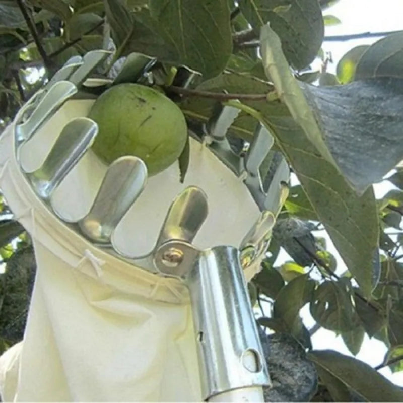 Metal Fruit Picker for Apple Orchard Gardening Peach High Tree Picking Cloth Bag Fruit Catcher Collection Pouch Farm Supplies