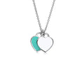 Simple Double Heart Pendant Necklace for Women Couple Stainless Steel Choker Gold Color Chain Wedding Party Friends Jewelry Gift